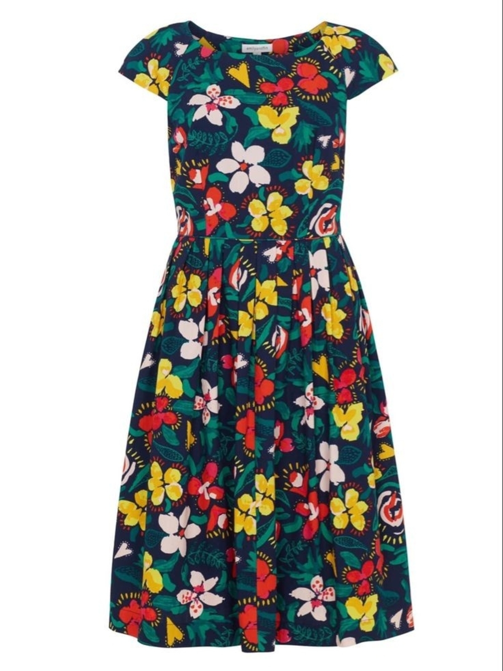 Emily And Fin Claudia Navy Floral Fit-and-Flare Dress Size 18UK